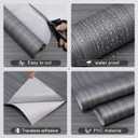 Dark Gray Grasscloth Peel and Stick Wallpaper, A Set of 23.6"x472" Textured Self-Adhesive Waterproof Vinyl Fabric Contact Paper, Wall Paper for Kitchen, Shelf Linen, Bathroom, Bedroom