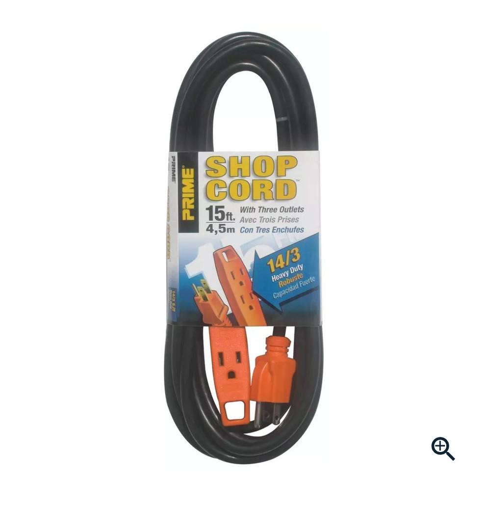 15 ft. 3-Outlet Shop Cord in Black and Orange