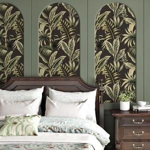 WESTICK Black Green Peel and Stick Wallpaper Floral Contact Paper for Walls Vintage Botanical Wallpaper for Bathroom Bedroom Living Room Accent Wall Removable Tropical Wallpapers Roll 17.5"x100"