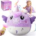 Music Crawling Toy for Baby 6-12 Month,Unicorn Tummy Time Toys & Floor Play | Infant Stuffed Animal Toy with Volume Adjustable/Rechargeable/Record, Baby Remote Sensory Toy Girl Gift Set for 1 Years Old+