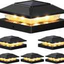 Brightever 4x4 3.5x3.5 Solar Post Cap Lights 6-Pack, Outdoor Solar Powered Fence Post Lights, Black Solar Waterproof Deck Post Lights for Vinyl/Wood Posts, Warm/Cool White, Perfect for Garden Patio