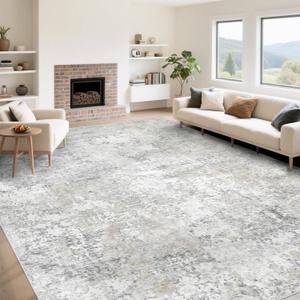 9x12 Area Rug for Living Room, Washable Modern Abstract Large Area Rug Neutral Soft Non Slip Kids Rug Stain Resistant Indoor Carpet for Bedroom Dining Room Playroom Office(BeigeGrey, 9'x12')