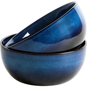 9 Inch Large Salad Bowls Set of 2, 83 Oz Porcelain Serving Bowl for Salad Soup Pasta Popcorn, Ceramic Decorative Bowls Fruit Bowl for Home Decor, Microwave,Oven,and Dishwasher Safe, 9.06" D x 9.06" W x 3.94" H