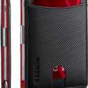 RUNBOX Slim Money Clip Wallets for Men RFID Blocking 11 Card Holder Minimalist Small Leather Bifold Men's Front Pocket Wallet Gift Box (Modern Carbon Black n Red)