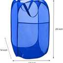 Larpur Mesh Laundry Basket, Pop up Laundry Hamper with Handles, Collapsible Clothes Basket for Travel, College, Dorm, Royal Blue