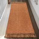 Collive Kitchen Runner Rug, 2' x 4.3' Hand-Woven Reversible Washable Rugs, Terracotta Cotton Modern Farmhouse Bathroom Mat Hallway Carpet for Foyer Bedroom Entry Front Door Fall Decor