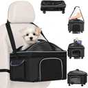 4-in-1 Cat Car Seat and Cat Carrier with Removable Wheels Booster Car Seats for Small Dogs Cats Comes with Shoulder Strap Clip-On Safety Leash and Thickened Pads, Pet Travel Carrier Bed up to 15lbs