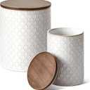 LE TAUCI Food Storage Containers with Airtight Lids, 78/25 oz Ceramic Sugar Canisters Sets, Embossed Large Jars for Pasta, Oats, Coffee Bean, Cookies, Rice, Grains, Tea - Set of 2, Fireworks