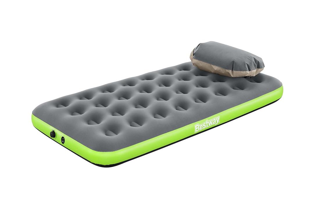 Bestway Single Air Mattress | Portable Fast Inflatable Outdoor Airbed with Storage Bag Pump, Roll & Relax, Raised Height Queen