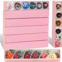 50Pack Strawberry Boxes - 12x2.2x2 Inch with Clear Window for Macaron, Chocolate Truffle, Cookie & Bakery Boxes (Pink)