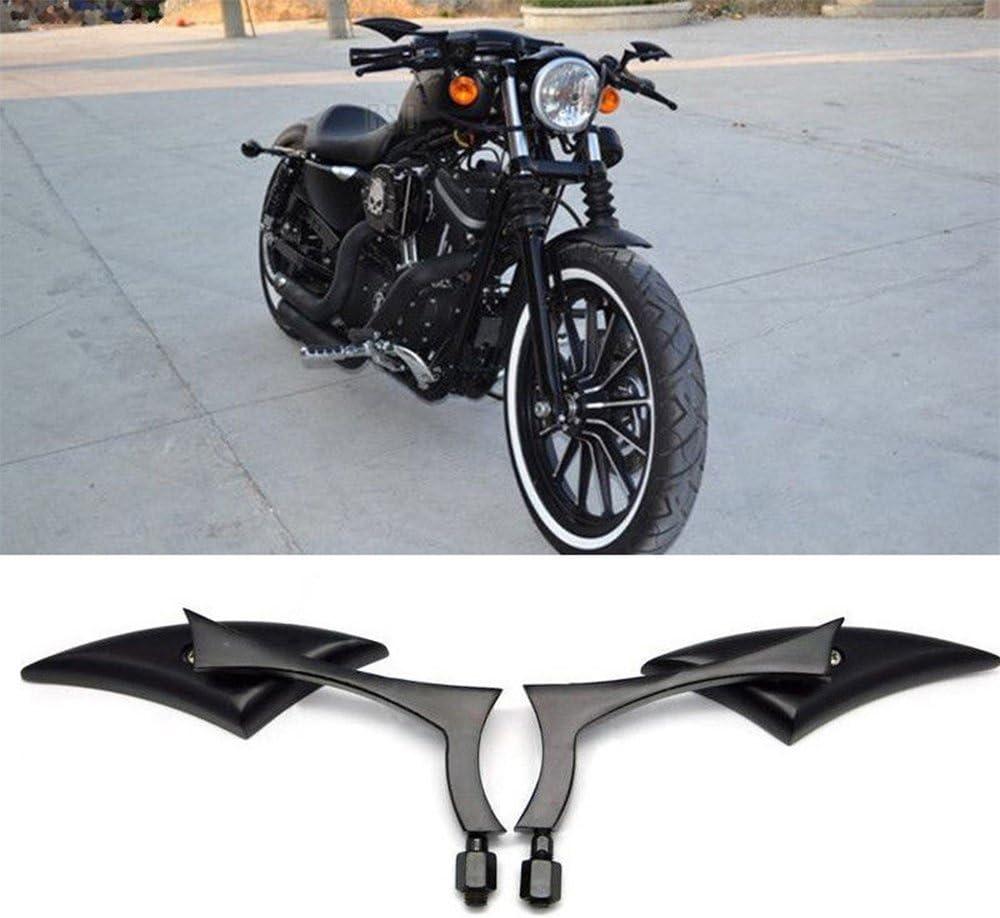 Black 8mm/10mm Motorcycle Spear Blade Rear View Side Mirrors for Cruiser Chopper Sportster Dyna Softail Street Bike Scooter Dirt Bike