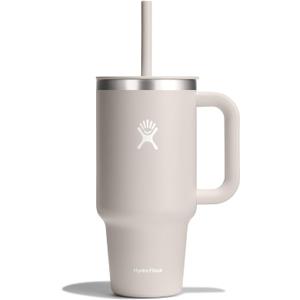 Hydro Flask 32 Oz Travel Tumbler with Handle, Lid and Straw - Insulated Stainless Steel in 32 Oz Oat Tan