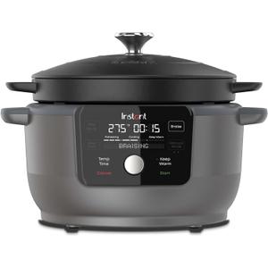 Instant Electric Round Dutch Oven, 6-Quart 1500W, From the Makers of Instant Pot, 5-in-1: Braise, Slow Cook, Sear/Saut, Cooking Pan, Food Warmer, Enameled Cast Iron, Included Recipe Book, Black