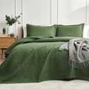 Hansleep Olive Green Quilt King Size - Ultrasonic All Season Bedspread King, Soft Lightweight Coverlet Bedding Set, 3 Pieces (1 Quilt, 2 Pillow Shams)