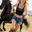 Western Tank Top Country Music Crop Tops Im The Problem Shirt Cowgirl Shirts Country Music Ribbed Knit Crop Top (Black)