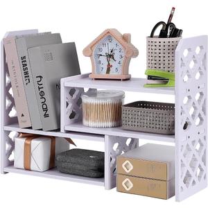 Felmis Desktop Organizers Shelves for Office Desk, Small Bookshelf for Desktop Storage, PVC Adjustable Display Shelf, Makeup Shelf for Dorm, Home Decor