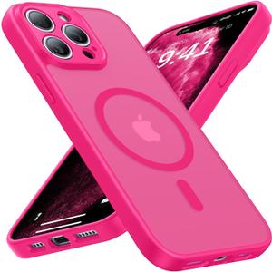 Faiono Magnetic for iPhone 15 Pro Max Case [Full Camera Protection][Military-Grade Protection][Compatible with MagSafe] Shockproof Protective Slim Phone Case for iPhone 15 Pro Max, Hot Pink