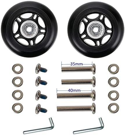 1 Pair/2pcs Luggage Suitcase Replacement Wheels 60mm*24mm, Rubber Swivel Caster Wheels 6mm Bearings Repair Kits (OD60xThk24mm/2.36x0.94in)