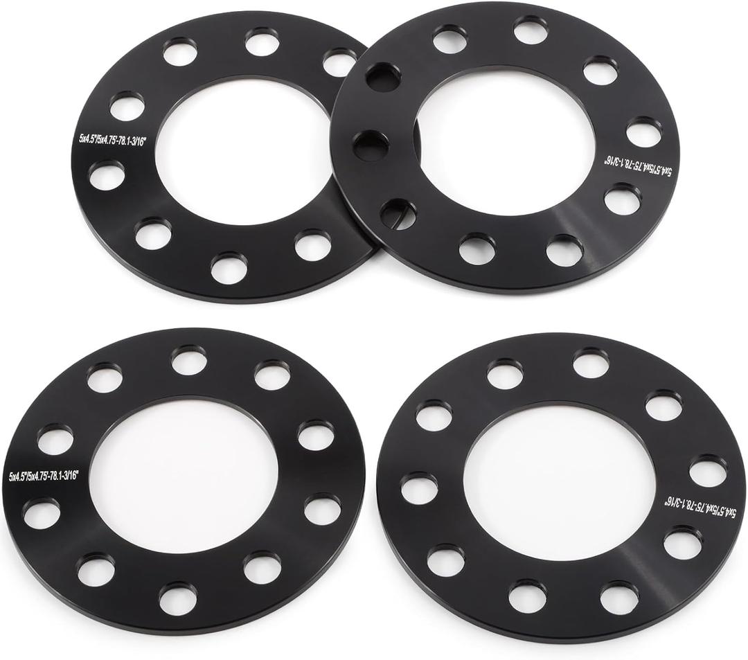 JiiinMiiin 5x4.5 5x4.75 Wheel Spacers,3/16"(5mm) Wheel Spacer Adapters 78.1mm Hub Bore for 1964-2014 Mustang 1991-2011 Ranger 1984-2001 Cherokee 1987-2006 Wrangler 1991-2012 Town Car 1992-2021 Camry (Black)
