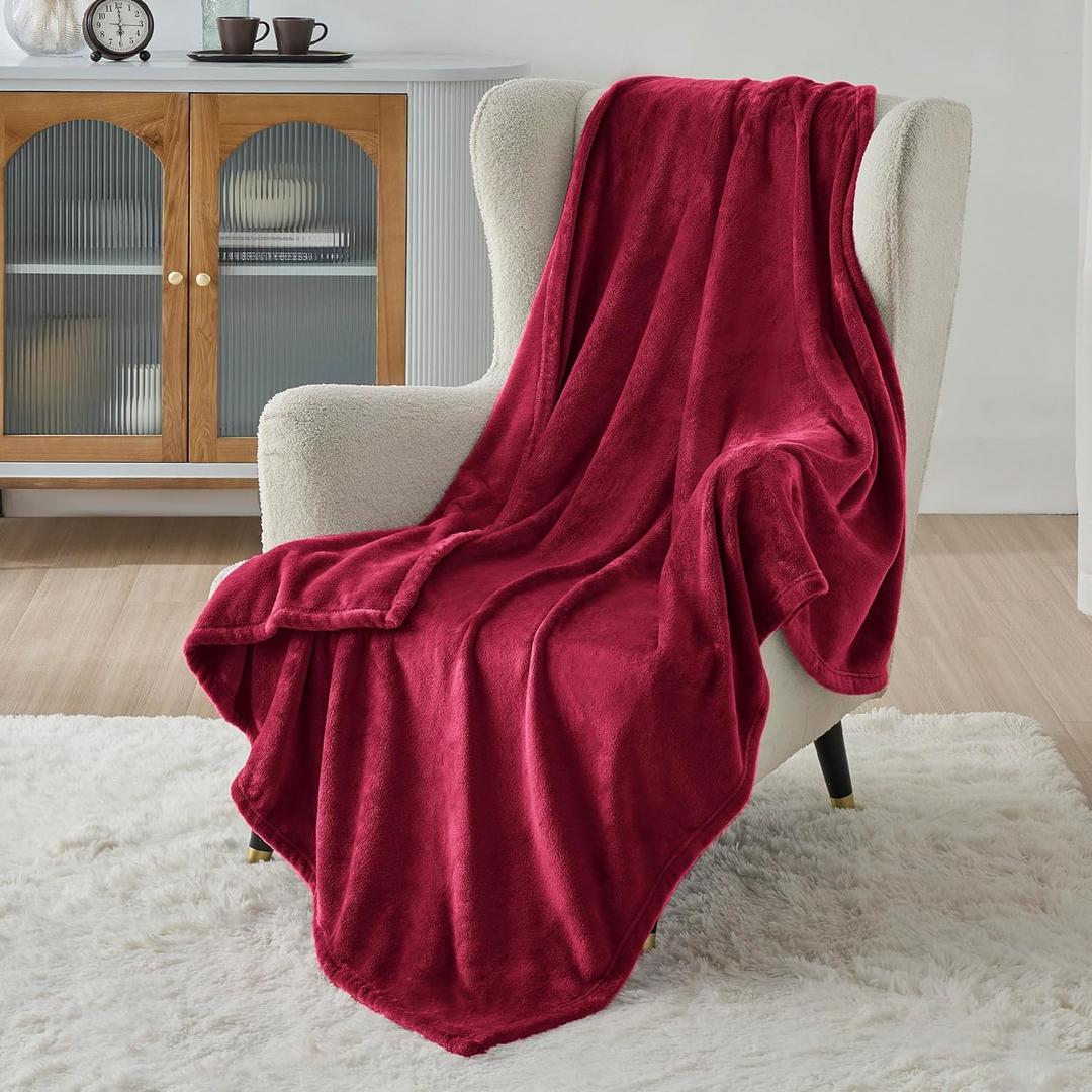 Bedsure Fleece Throw XL Blanket Red - 300GSM Soft Lightweight Plush Cozy Blankets for Bed, Sofa, Couch, Travel, Camping, 50x70 inches (Throw XL (50" x 70"))