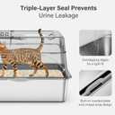 Aphyxen Stainless Steel Litter Box with Lid, XL Extra Large Enclosed Cat Litter Box Fits All Cats Modular Design with Flip Cover, Top Entry Metal High Sided Cat Box & Pedal & Scoop (Dark Grey)
