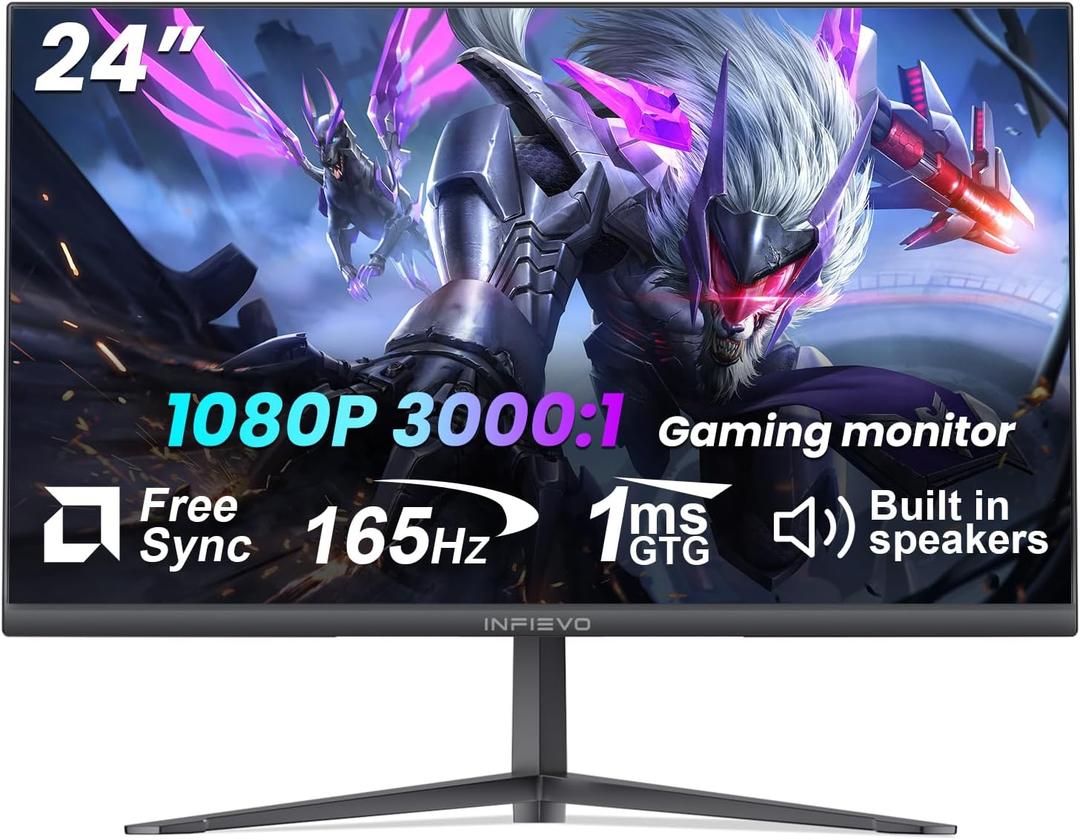 INFIEVO 24 Inch Gaming Monitor 165Hz 1ms FreeSync HDR 99% sRGB FHD 1080P Computer Monitor Built-in Speakers, HDMI DP Ports Eye Care Tilt Adjustable, VESA Compatible INFIEVO 24 Inch Gaming Monitor 165Hz 1ms FreeSync HDR 99% sRGB FHD 1080P Computer Monitor Built-in Speakers, HDMI DP Ports Eye Care Tilt Adjustable, VESA Compatible