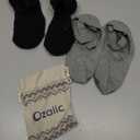 Ozaiic Pilates Socks for Women Non Slip Grip, Yoga Socks with Grippers for Barre, Hospital, Ballet, Dance, Barefoot Workout (One Size, 2p- Black/Gray)