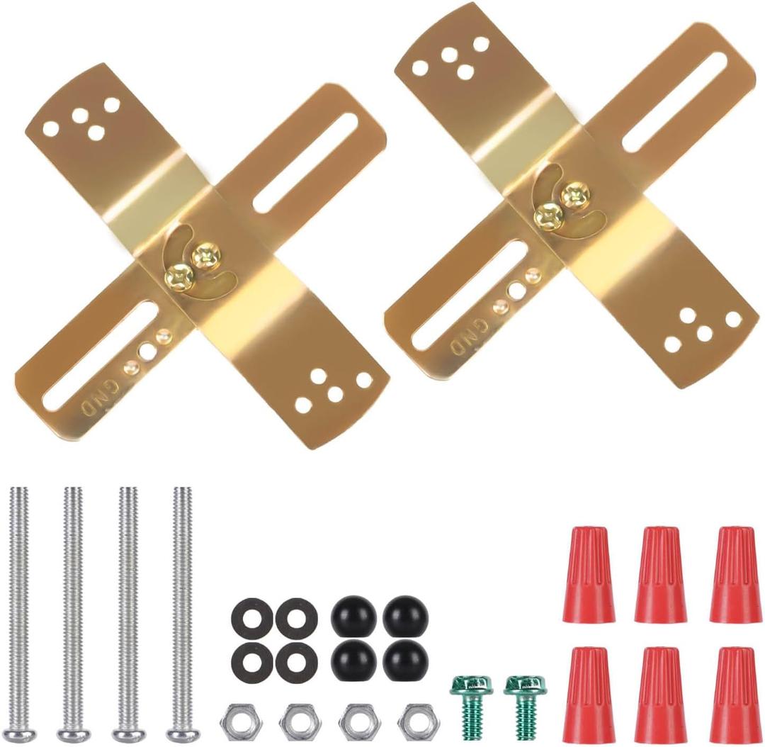 2Pack 4" Light Fixture Mounting Brackets, Adjustable Mounting Plates for Standard 4" Electric Box, Light Crossbar Set with Screw and Nuts for Wall Light, Close to Ceiling Light, Pendant