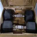 4 Pack CAP 50 lb Rubber Hex Dumbbell Weight Set, Includes 2 x 10lb, 2 x 15lb Dumbbells