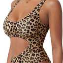 SUUKSESS Women Sexy One Piece Tummy Control Swimsuit Cutout Backless Bathing Suit (M)