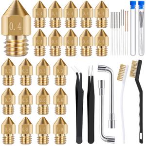 Leifide 50 Pieces 3D Printer Nozzle Cleaning Kit Includes 19 Pcs Stainless Steel Needles Cleaner Tools and 23 Pcs MK8 Nozzles Multiple Sizes Compatible with Makerbot Creality CR-10 Ender 3 5 Leifide 50 Pieces 3D Printer Nozzle Cleaning Kit Includes 19 Pcs Stainless Steel Needles Cleaner Tools and 23 Pcs MK8 Nozzles Multiple Sizes Compatible with Makerbot Creality CR-10 Ender 3 5