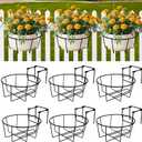 Adjustable Hanging Railing Planter, 6 Pack Fit 1.5 to 4.5 Inches Railing, Weather-Resistant Metal Balcony Rail Planters, Work for Outdoor Fence Deck Garden Patio Halloween Christmas Decor