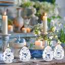 2 x Lyrow Easter Egg Candles for Decor, Chinoiserie Blue Bunny Votive Candles Vintage Unscented Smokeless Tealights for Party Decorations Table Home Gift Spring Celebration