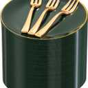 Festiva 200Pcs Green Dessert Plates 6.3" with Plastic Forks 5"- Small Disposable Plates- Dessert/Cake/Appetizer Plastic Plates include 100Plates 100Forks for Christmas Party&New Year (Emerald Green Gold)