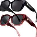 LVIOE 2 Pack Polarized Fit Over Sunglasses for Women Men Oversized Square Over Glasses Sunglasses with UV Protection LS7511