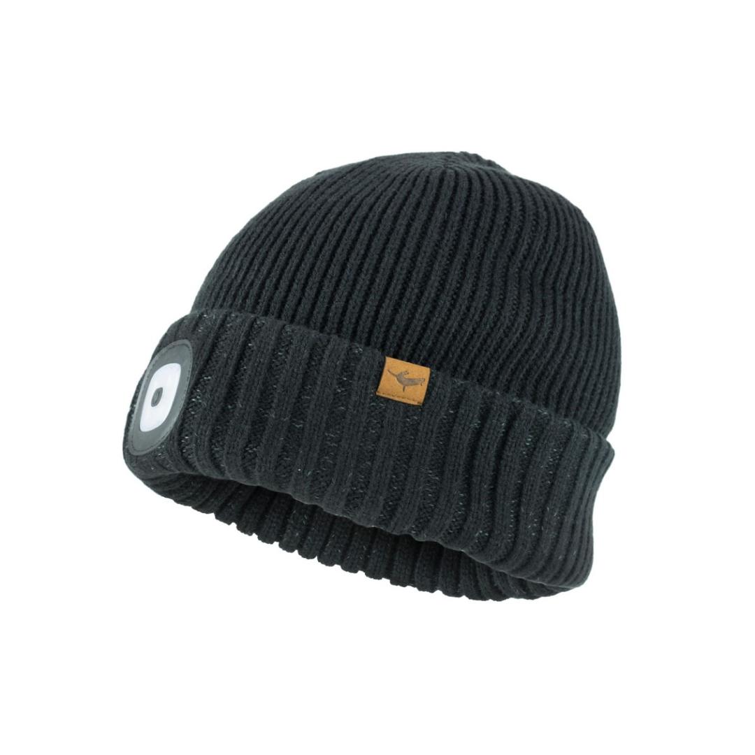 Sealskinz Heydon Wp Cold Wt. Led Roll Cuff Beanie - Black - Str. XXL - Hue