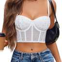 Avidlove Corset Tops For Women Push Up Bustier lingerie Y2K Sexy Going Out Party Club Top (Large, White)