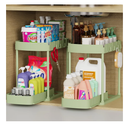 2 Pack Multi-Purpose Pull-Out Storage Organizers, Under Sink Organizers and Storage for Bathroom & Kitchen, Under Cabinet Organizers and Storage, 14.8 Inch, Green