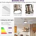 FUMLTP 52 inch Ceiling Fans with Lights, Flush Mount Ceiling Fan with Light and Remote/APP Control, DC Motor, Dimmable LED, Noiseless, Low Profile Ceiling Fan for Bedroom Indoor/Outdoor Use (Nickel)