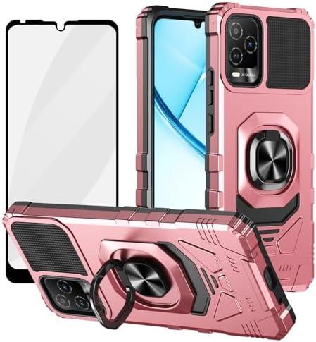 Ailiber Case for BLU View 5 Pro, BLU View 5 Screen Protector, Ring Kickstand for Magnetic Car Mount, Military Grade, Shockproof Protective Rugged Cell Phone Cover for View 5 Pro - Rose Gold