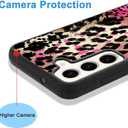 KANGHAR Case Compatible with Samsung Galaxy S24 5G,Black Leopard Design,Tire Texture Non-Slip +Shockproof Rugged TPU Protective Case for Galaxy S24-Pink Leopard