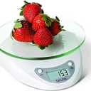 Taylor Digital Kitchen Scale with Glass Platform, Tare Button, and Plastic Body Weighs up to 11 Pounds Capacity, White