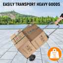 Folding Hand Truck, 180 Lbs Capacity Heavy Duty Portable Dolly Cart, Steel Trolley with Bungee Cord, Telescopic Handle and Rubber Wheels for Moving Shopping Travel Office Use