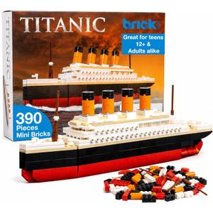 Brick Loot Titanic Building Set 390-Piece LEGO Compatible Ship Model Kit for Adults & Kids, DIY Mini Bricks 3D Puzzle STEM Toy, Collectible Display, Gift for Ship Lovers (Large)
