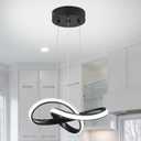 LED Chandelier Modern Pendant Light Fixture Simple Irregular Streamline Ring Light Black with 4500K and 59in Height Adjustable Hanging Lamp for Kitchen Island Hallway Foyer Closet Corridor (12.5" - No Remote)