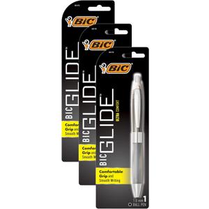 BIC Glide Ultra Comfort Retractable Ballpoint Pens, Medium Point (1.0mm), Black, Assorted Barrel Colors, 1-Count Pack (Pack of 3)