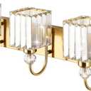 Ralbay Modern Gold Crystal Vanity Lights for Bathroom 3-Lights Crystal Vanity Lights Over Mirror Modern Crystal Gold Bathroom Wall Lighting Fixtures