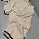 Faleave Womens Knit 2 Piece Sweater Sets Short Sleeve Pullover Tops Elastic Waist Wide Leg Pants Lounge Set (Beige, M)