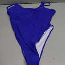 Women's Sexy One Piece Bathing Suit Swimsuit High Cut Leg Cheeky Coverage, Adjustable Thin Strap (Blue, XL)