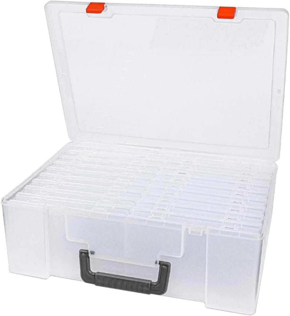 misppro Plastic Photo Storage Organizer Box/Case, Photographs and Embellishment Keeper, Plastic Picture Storage Container Box for Photos, Cards, Stamps - White